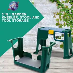 Portable 3 in 1 Garden Bench Kneeler Foam Seat Gardening Tool Box Storage Stool - Picture 1 of 12