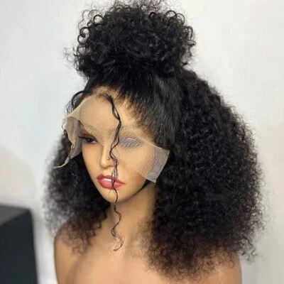 250%Short Curly Bob Wig Lace Front Human Hair 13x4 13x6 Deep Wave Glueless Wigs - Image 1 of 4