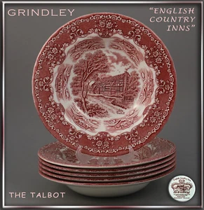Ein Suppenteller ca 23 cm  "English Country Inns" Grindley  rot England teller - Bild 1 von 4