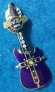 ORLANDO HOTEL SILVER CELTIC CHURCH CROSS PURPLE GUITAR #6 06 Hard Rock Cafe PIN - Picture 1 of 1