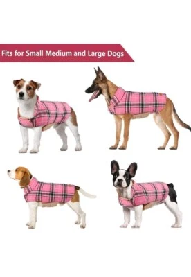 Reversible Dog Plaid Dog Clothes Jacket Vest for Small Medium Large Dogs Pink L - Image 1 of 4
