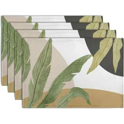 NEW   modern leaf  Placemats Set of 4,  12X18in - Image 1 of 3