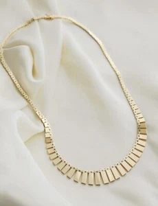 14kYellow Gold 3-7mm Vintage Fringed Cleopatra Link 16in Choker Necklace - Picture 1 of 10