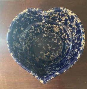 Bennington Pottery 1948 Blue Agate Heart Shaped Baker Bowl Vermont 3.75 X 5.5” - Picture 1 of 4