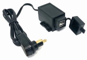 12V Doppel USB Steckdose 2A/1A spritzwassergeschützt für Motorrad, Quad, Roller - Bild 1 von 4
