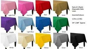 1 x Disposable Plastic Table Covers / Table Cloths - Rectangle 1.37M X 2.74M - Picture 1 of 7