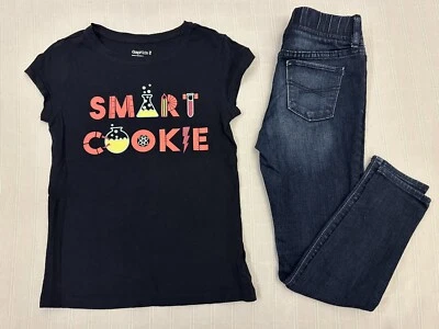 GAP Kids Legging Jean Navy Smart Cookie Graphic Tee 7 8 BTS Outfit - Image 1 of 4