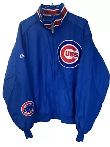 CHICAGO CUBS Majestic MLB Giacca Foderata in Pile Full Zip Cappotto Bomber Uomo Medium - Foto 1 di 10