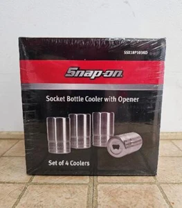 Snap-on Tools Socket Bottle Cooler with Opener SSX18P103KO 4 Pack Stainless New - Picture 1 of 3