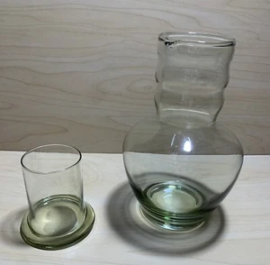 Vintage Dunbar Bedside Carafe with Tumbler Green Glass Water Carafe Decanter - Picture 1 of 7