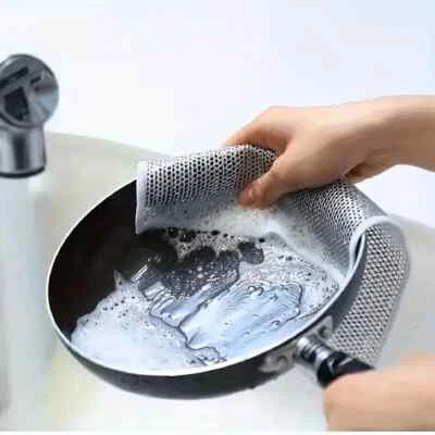 10 x Multifunctional Non Scratch Wire Dish Cloth Mesh Dishwashing Rag - Image 1 of 3