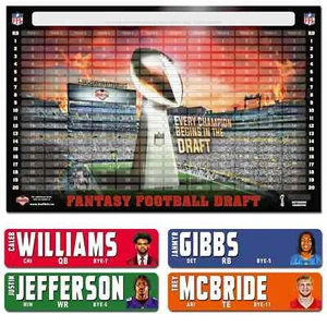 DraftKits 2024 Fantasy Football Draft Board Kit - 1"x4" Labels & Draft Board