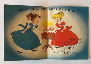 Vintage Birthday Card ~ Blue Gals Women American Greeting USED  - Picture 1 of 3