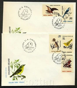 1993 Birds,Swallow,Upupa,Oiseaux,Woodpecker,Eagle,Uccelli,Romania,Mi.4875= 4 FDC - Picture 1 of 2