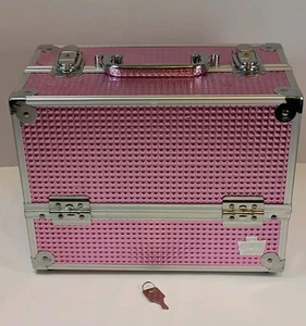 Caboodles Lovestruck 11.75 Ultimate Makeup Train Case Metallic Pink with Key - Picture 1 of 11