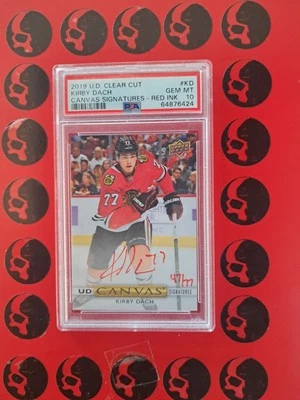 2019-20 Kirby Dach Clear Cut /77 UD Canvas Red Ink #KD Rookie Montreal Canadiens - Image 1 of 2