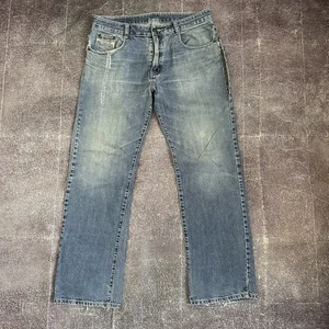 Men's Vintage Y2K Diesel Italy Straight Leg Distressed Light Blue Jeans Sz 36 32 - Picture 1 of 6