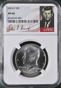 2024 D Kennedy Half Dollar 50C NGC MS68 Signature Label - Picture 1 of 2
