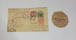 Germania 1929 Zeppelin LZ127 primo giro del mondo card da LA a New Jersey - Foto 1 di 6