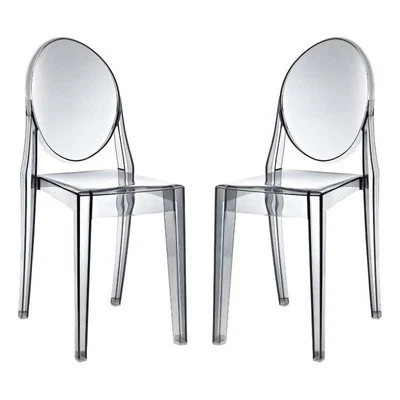 Sillas de comedor Modway Casper de plástico acrílico resistente de 18,5" - gris humo (juego de 2) Foto 1 de 4