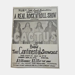 Cactus A Real Rock'N'Roll Show 8.5x11 Vintage 1972 Houston Concert Promo Poster - Picture 1 of 5