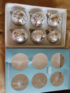 Martha Stewart Everyday 6 Hand Decorated Glass Ornaments With Snowflakes - Picture 1 of 7
