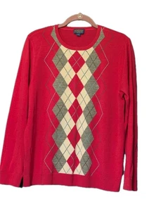 Pendleton Sweater Women Large Pink Merino Wool Argyle Diamond Preppy Academia - Picture 1 of 10