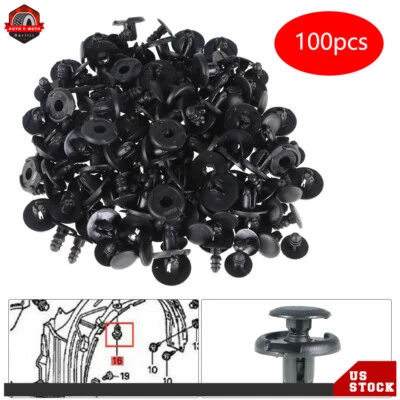 100 X Auto Nylon Rivet Fastener Expansion Push in Fender Clips 8mm for Honda US - Image 1 of 4