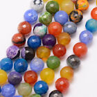 5 Strands 10mm Natural Faceted Round Grade A Agate Beads About 37pcs/strand 15"
