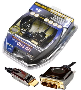 2 Meter Hi-End HDMI DVI DVI-D Cable HD-Pro Quality Shielded 24K Gold Contacts - Picture 1 of 1