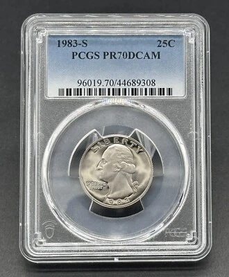 Stunning American 25C 1983-S Graded Washington Deep Cameo Proof PCGS PR70DCAM - Image 1 of 2