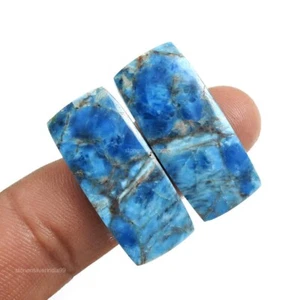2 Pcs 10.17 Cts Natural Apatite Loose Gemstone Cushion Cabochon 14x31x4mm - Picture 1 of 6