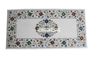 Adornment Marble Dining Top Table Marquetry Fine Inlay Special Patio Decor H3837 - Picture 1 of 4