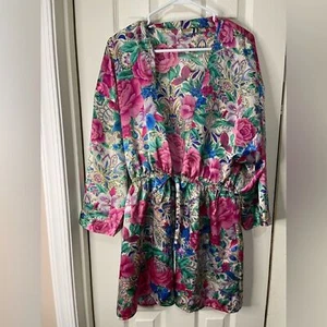 Victorias Secret Gold Label Vintage Floral Robe size Small Satin - Picture 1 of 5
