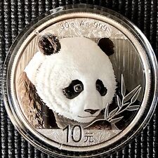 China 2018 Chinese Panda 30 gram .999 Fine Silver Coin in Capsule.