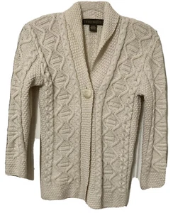 Inis Crafts Sweater Grandpacore Merino Wool Ireland Cardigan Sz S Fisherman - Picture 1 of 7