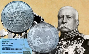 MEXICO 1 PESO 1911 NGC UNC SILVER - Picture 1 of 4