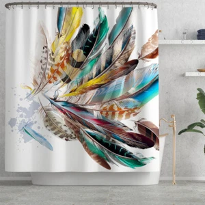 Feathers Shower Curtain for Bathroom Modern Vintage Decor Waterproof 72 Inches - Picture 1 of 5