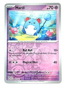 Marill 064/162 Reverse Holo Common Temporal Forces Pokemon Pack Fresh Near Mint - Bild 1 von 8