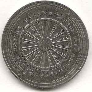 5 DM Gedenkmünze 1985 "150 JAHRE EISENBAHN"  Mzz. G stgl. - Bild 1 von 3