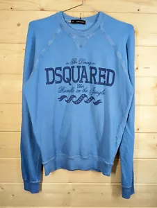 Sudadera DSQUARED2 Para Hombres Azul Mediana Cuello Redondo Hecha en Italia Y2K 00s - Imagen 1 de 15