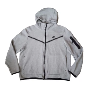 Nike Tech Fleece Hoodie Mens Extra Large Gray Full Zip Pockets Swoosh Spellout - Picture 1 of 21