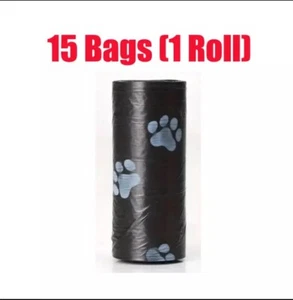 Dog Poop Bags Paw Print Pet Waste, Poopbag Clean Up Refills Roll (1~15 Bags) - Picture 1 of 5