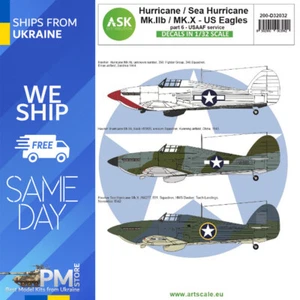 ASK D32032 1/32 Aufkleber für Hawker Hurricane Mk.IIB / Mk.X Teil 6 US Eagles - Bild 1 von 2