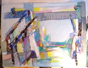 Jean CHEVOLLEAU (1924-1996) GRANDE PEINTURE PAYSAGE ABSTRACTION VENDEE 1963 - Imagen 1 de 11