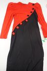 Vintage 80s Leslie Lucks Women 10 Red Black Long Sleeve A-Line Dress NWT L307