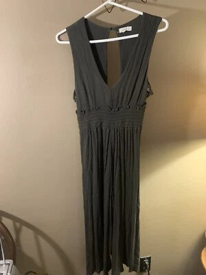 LA Hearts Sz Small Olive green ribbed stretchy jumpsuit smocked waist cutouts - Image 1 of 4