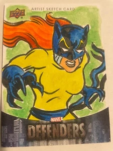2018 Upper Deck The Defenders Sketches #NNO "Hellcat" by Nick Justus #1/1 Hot!!! - Picture 1 of 2
