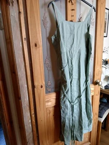 Jackpot Olive Green Linen Apron Pinafore dress - Picture 1 of 6