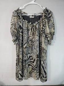 DRESSBARN Blouse Women's Size 2X Off The Shoulder Sheer Lined Sequins - Picture 1 of 11